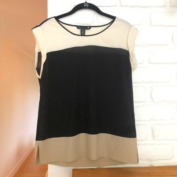 Kenneth Cole Color Block Cap Sleeve Blouse - Picture 1 of 3